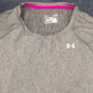Under Armour Women's Heathered Gray Tee with Pink Accent